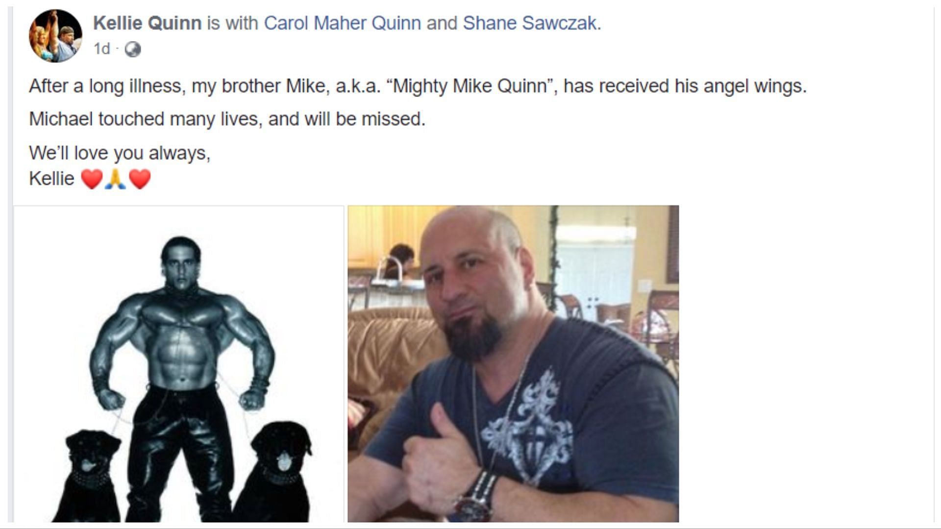 Kellie Quinn's Facebook post. (Image via Facebook)